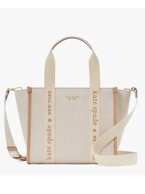 Kate Spade Kip Canvas Small Tote Crossbody Bag Light Fawn